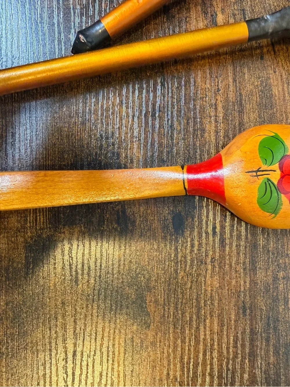 Hand-Painted Black and Gold Wooden Decorative Spoons Set of 5